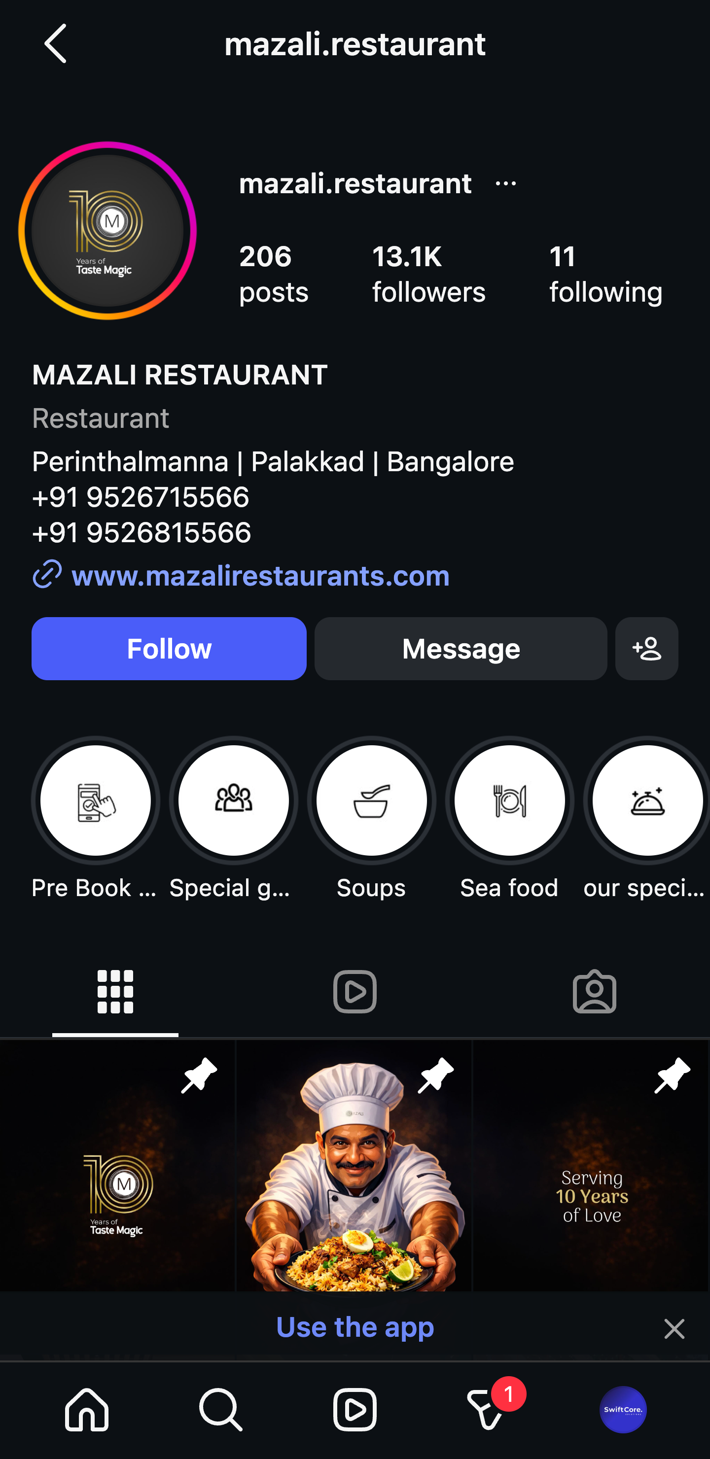 Mazali Restaurant Instagram After - 13.1K Followers