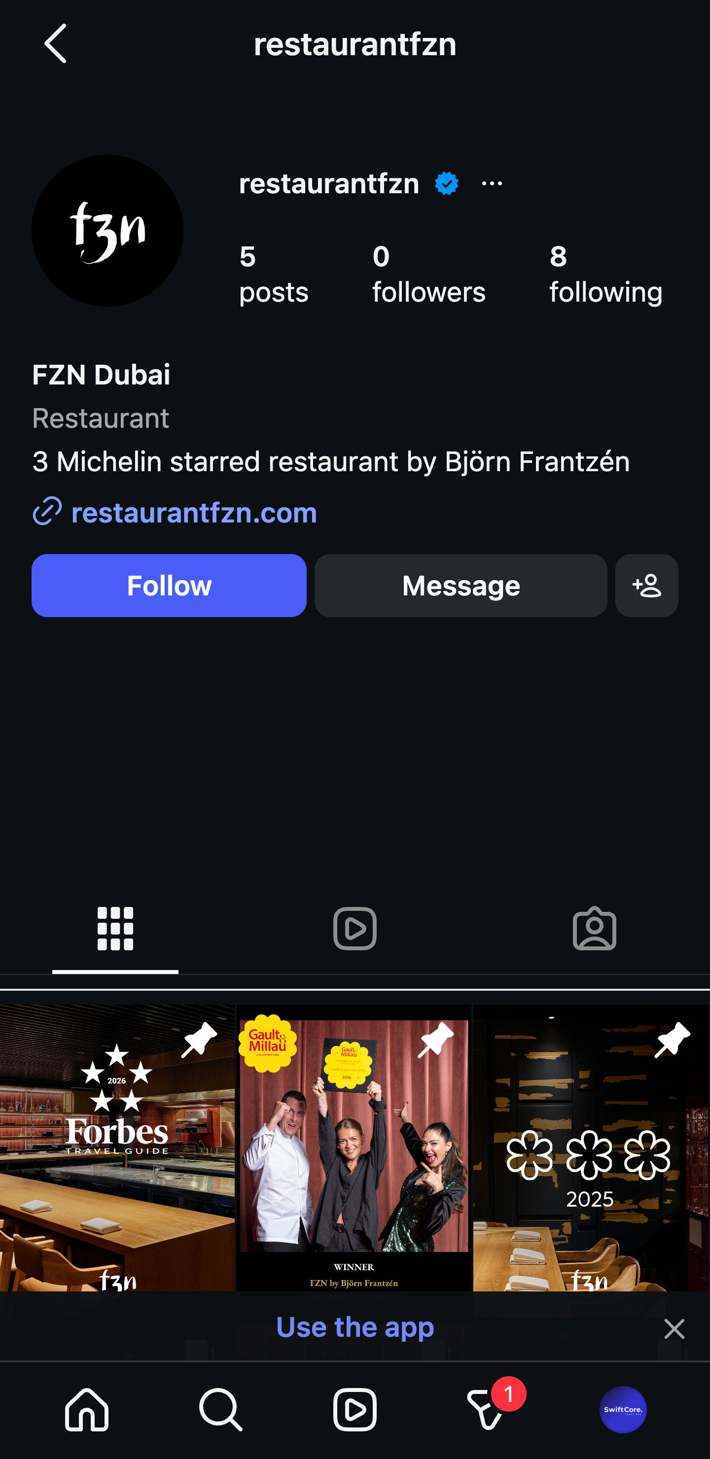 FZN Dubai Instagram Before - 0 Followers